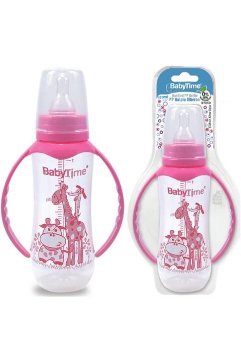Babytime Baby Time Silikon Kiraz Uçlu Kulplu Pp Biberon 250 Ml - Pembe