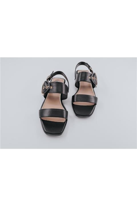 Milaura Kadın Siyah Deri Sandalet 20060