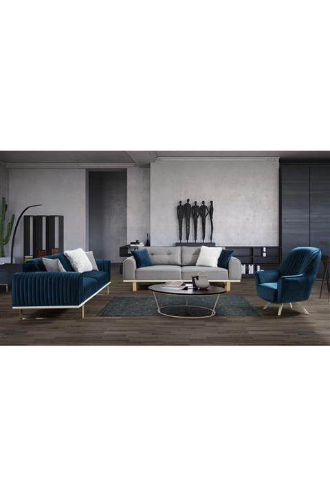 CaddeYıldız Senna Mavi Koltuk Takımı