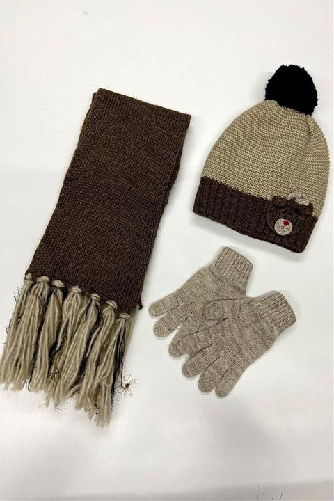 Deafox 4-8 Yaş Üçlü Çocuk Atkı Bere Eldiven Seti