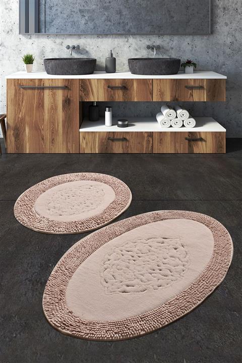 Chilai Home PIANTE OVAL COTTON PEMBE 2 LI SET Pamuklu Banyo Paspas Seti