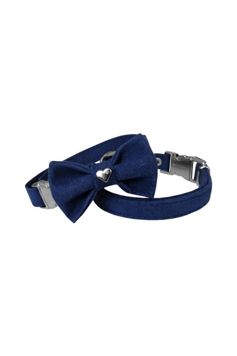 ReyonGO Kadife Papyonlu Kedi Boyun Tasması 20-32 cm Lacivert