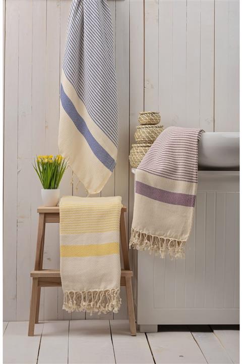 Botex %100 Pamuk Ultra Yumuşak Ege Peştemal- Lacivert