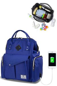 My Valice Smart Bag Happy Mom Usb'li Anne Bebek Bakım Ve Sırt Çantası Sax Mavi