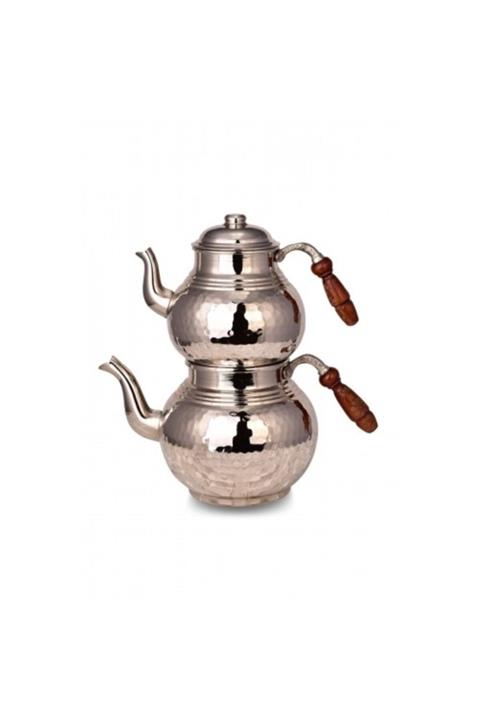 TURNA BAKIR Klasik Çaydanlık 3 No Ince El Dövme Nikel Turna1955-2