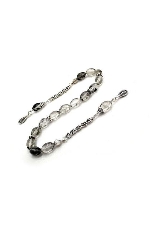 Selderesi Zaza Model Siyah Beyaz Tesbih Toz Kehribar Tespih