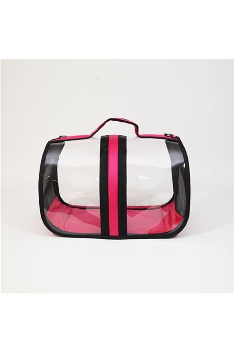 MERVEPET Şeffaf Kedi Ve Köpek Taşıma Çantası Pembe