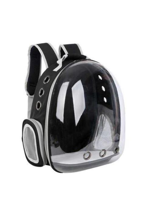 Petzanya Şeffaf Astronot Kedi Köpek Taşıma Çantası Siyah 42 x 22 x 33 cm