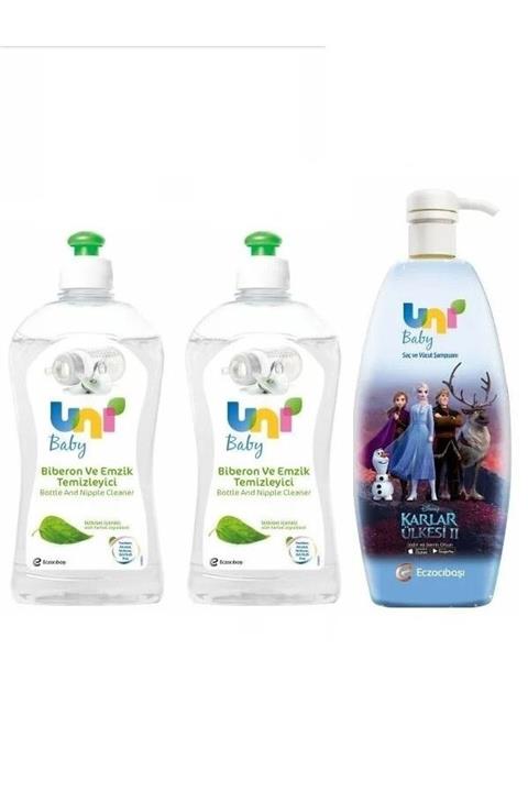 Uni Baby Frozen Şampuan 700 ml ve Bitkisel Biberon Emzik Temizleyici 500 Ml*2