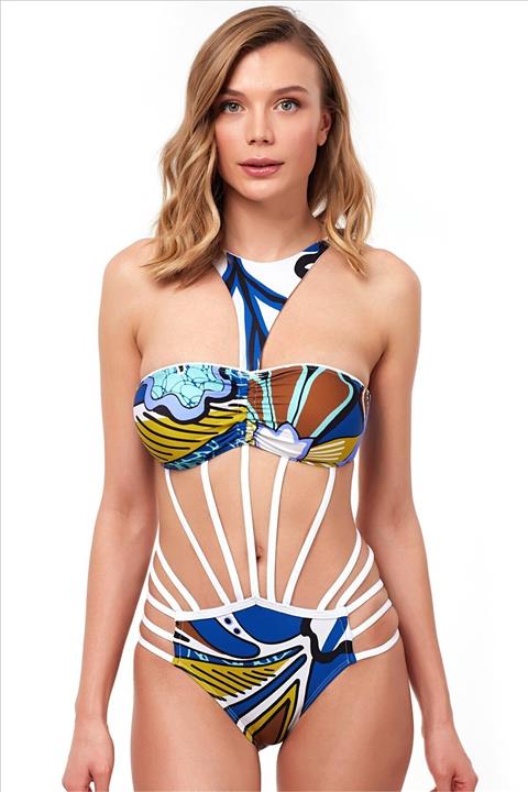 AYYILDIZ Kadın Ince Şerit Biyeli Mayokini 1103