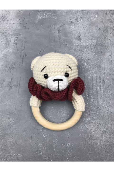 Ececraft Amigurumi Ayıcık Çıngırak Set El Örgüsü Oyuncaklar Mavi Kırmızı Kahverengi