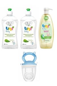 Uni Baby Biberon Ve Emzik Temizleyici 500 Ml*2+saç Ve Vücut Şampuanı 700 Ml+meyve Süzgeci Mavi