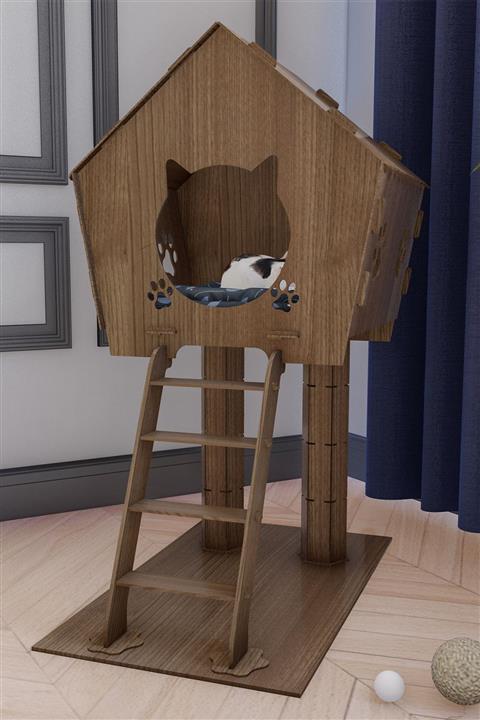 Fupe Shop Pati Kedi Evi Ceviz 35*80*60