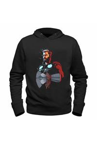 Alfa Tshirt Thor Mjolnir Tasarımlı Resimli Hammer Siyah Sweatshirt