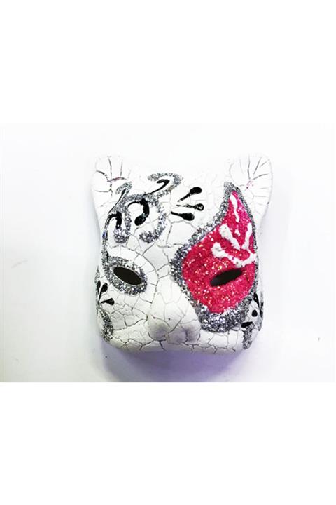 LAUREL DREAM Pembe Renk Işlemeli Seramik Malzemeden Imal Venedik Kedi Model Magnet