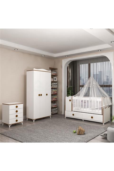 Garaj Home Pırlanta Yıldız 3 Kapaklı Bebek Odası Takımı Sümela - Yatak Ve Uyku Seti Kombinli Uyku Seti Pembe