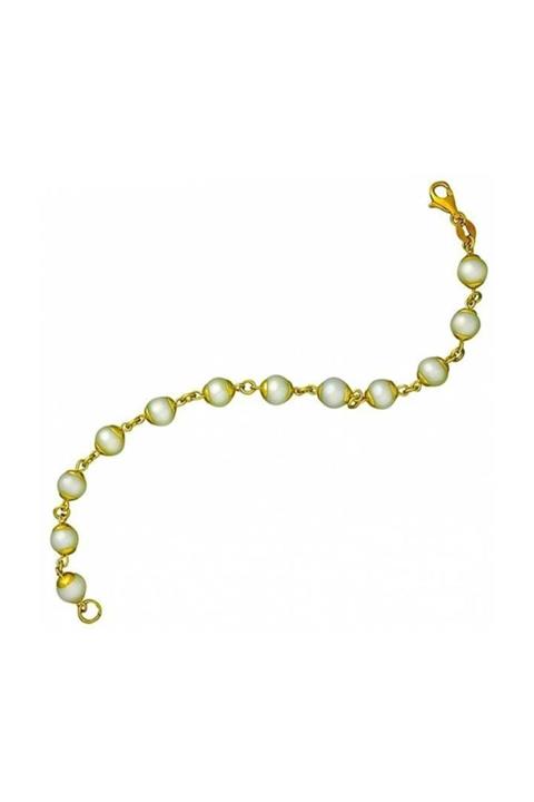 BİLEZİKHANE Sıralı Beyaz Inicili 14 Ayar Altın Bileklik