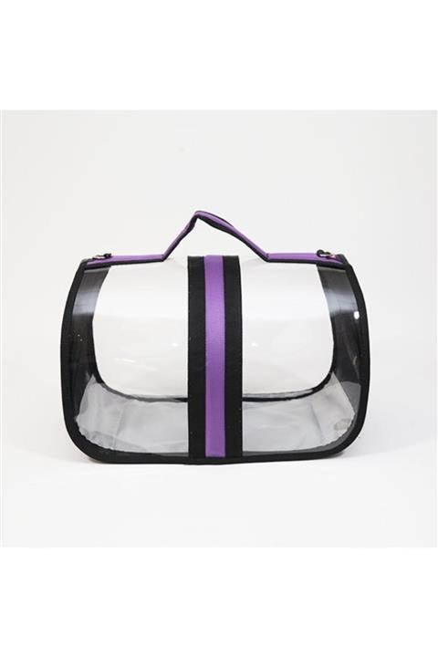 MERVEPET Şeffaf Kedi Ve Köpek Taşıma Çantası Mor
