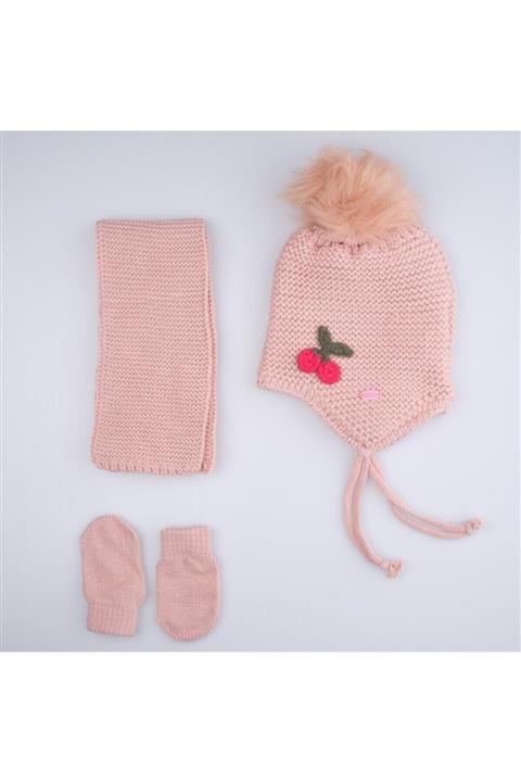 Kitti 0-18 Ay Kız Bebek Atkı Bere Eldiven Seti