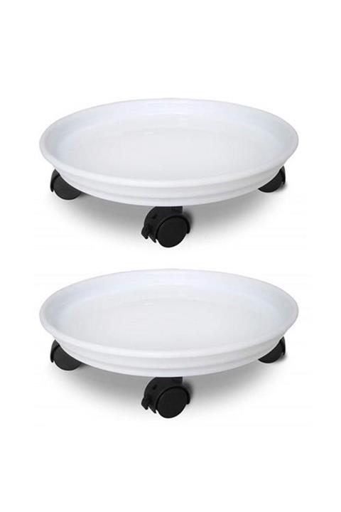 HomeCare 2 Li 37 Cm Tekerlekli Saksı Altlığı Seti Beyaz 714457