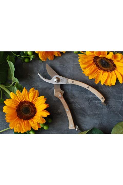 Poms Flowers Ahşap Saplı Paslanmaz Çelik Bahçe Makası