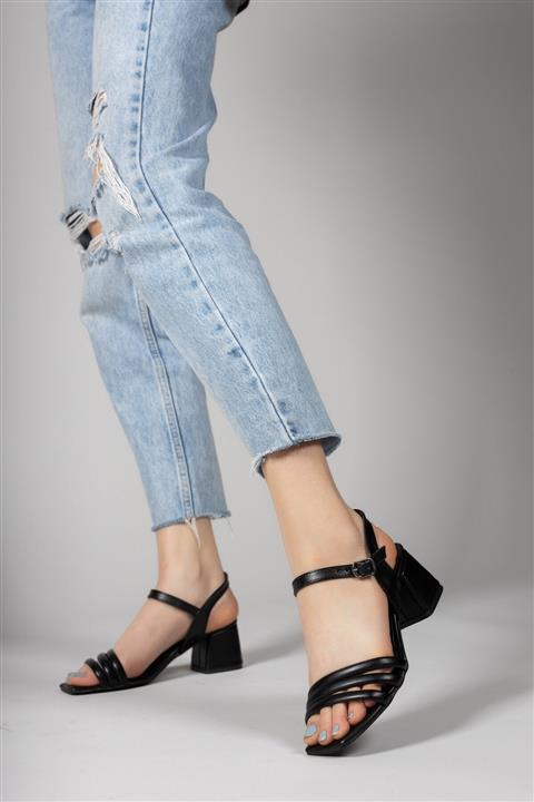 Riccon Siyah Kadın Topuklu Sandalet 0012355