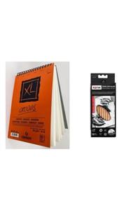 Canson A5 Croquis Xl Eskiz Defteri 90 Gr Üsten Spiralli 50 Yaprak+teknik Çizim Kalemi Profesyonel Set 12'li