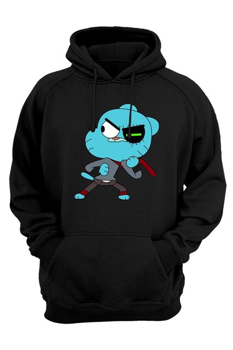 VectorWear Erkek Siyah Gumball Eye Pamuk Sweatshirt