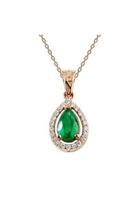 Clavis Jewelry Pırlantalı Zümrüt Taşlı Kolye (ckl0587)