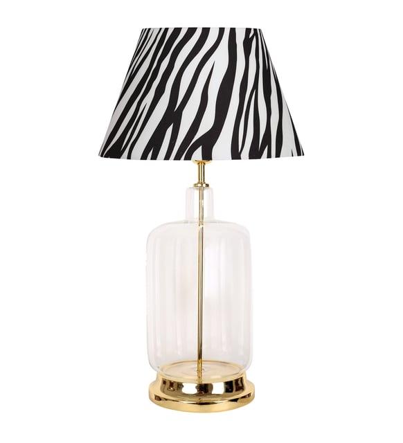Vinner Rouen Gold Ayaklı Modern Özel Tasarım Cam Abajur - Zebra Desenli