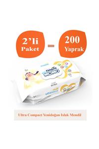 Ultra Compact Ultracompact Islak Mendil Havlu Yenidoğan Multivitaminli, 2 Paket 200 Yaprak 2x100