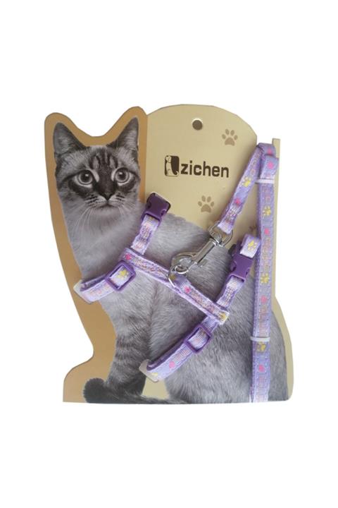 EvimShopping Atlantik Mor Patili Kedi Göğüs Bel Tasması 20*32 cm