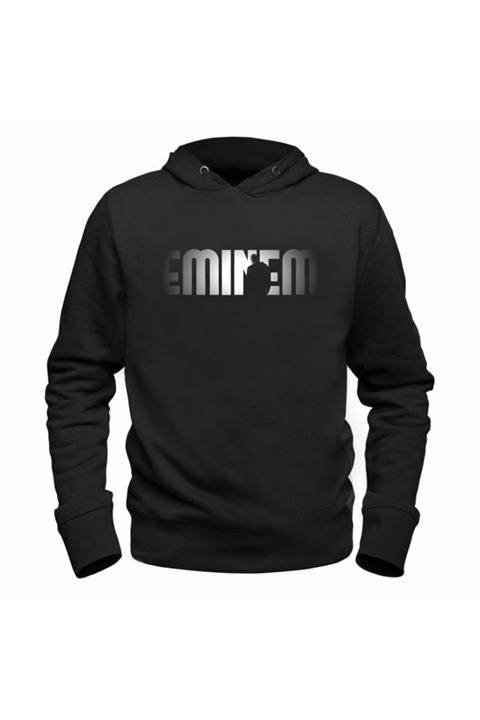 Alfa Tshirt Eminem Resimli Baskılı Siyah Sweatshirt