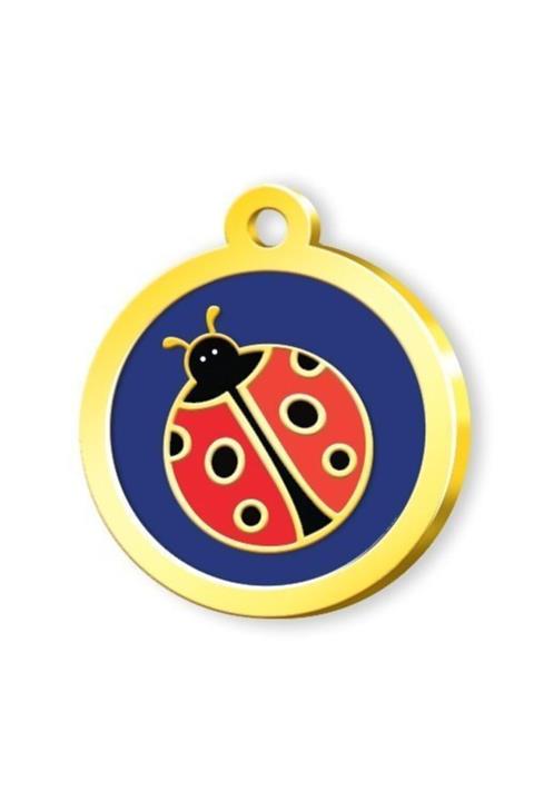 Pet Tag Art Altın Kaplama Uğur Böceği Künye  Mavi