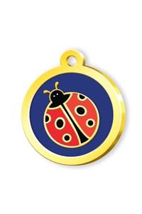 Pet Tag Art Altın Kaplama Uğur Böceği Künye  Mavi