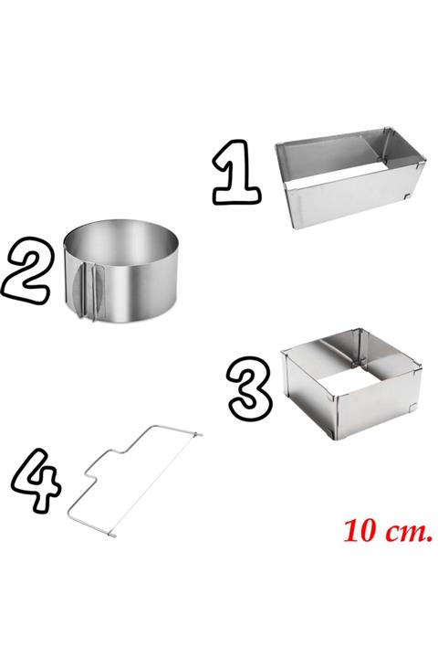 Amel Home Ayarlanabilir Ayarlı Yuvarlak Kare Ve Baton/dikdörtgen (10 Cm) Kek Pasta Kalıbı Çemberi Ve Testere