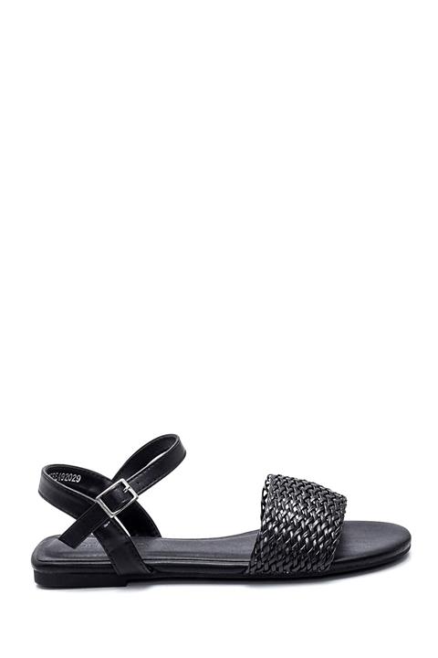 Derimod Kadın Siyah Örgü Detaylı Casual Sandalet