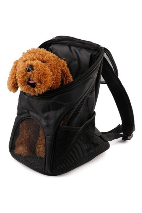 NEWOTO Unisex Siyah Kedi Köpek Evcil Hayvan Taşıma Fileli Kapak Sırt Çantası