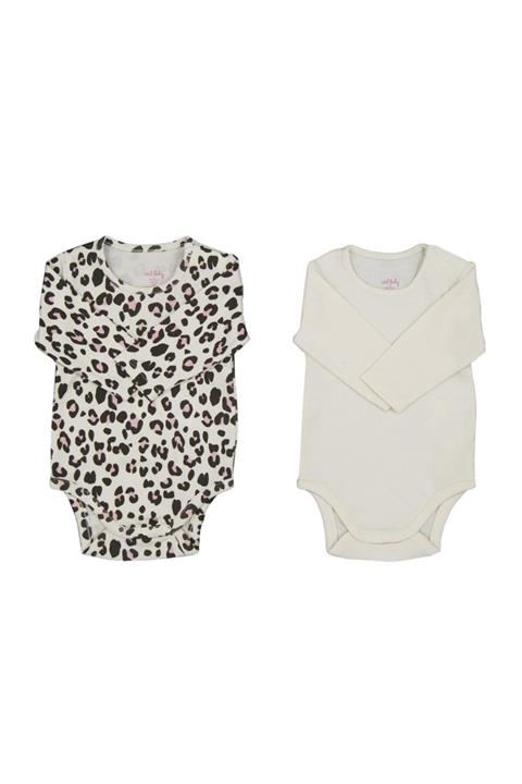 İDİL BABY Kız Bebek Krem Leopar Desenli 2 Li Body
