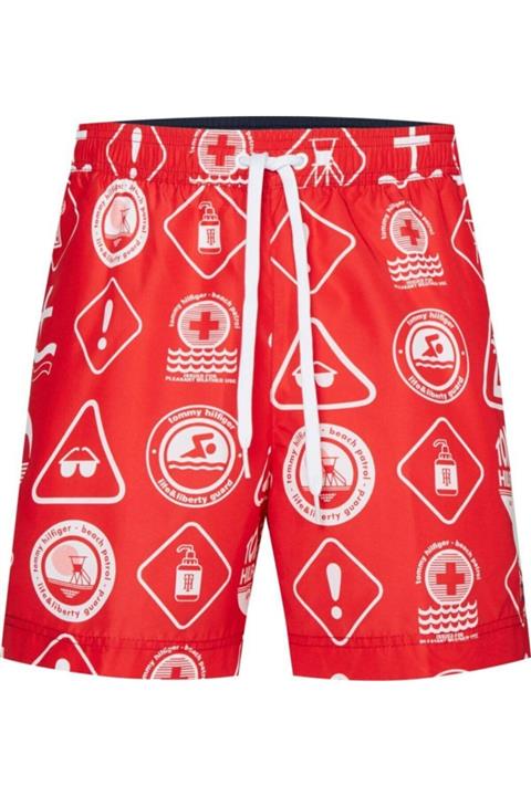 Tommy Hilfiger Orta Boy Ipli Baskılı Şort