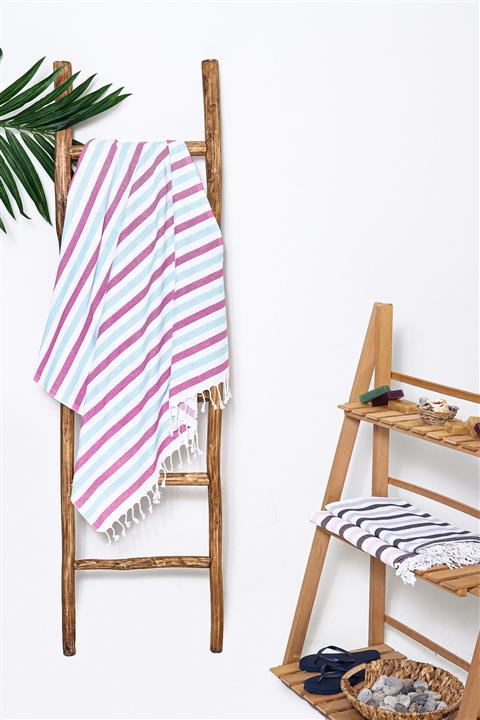 Stelo de Maro TricolorPamuk Peştamal Fuşya - Mint 95x160