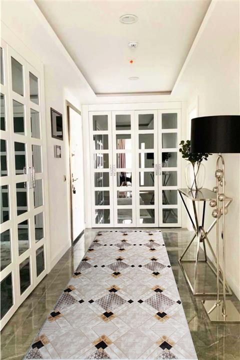 Şiva Home Kaymaz Tabanlı Kesme Rulo Halı Yolluk Golden Desen Shj810