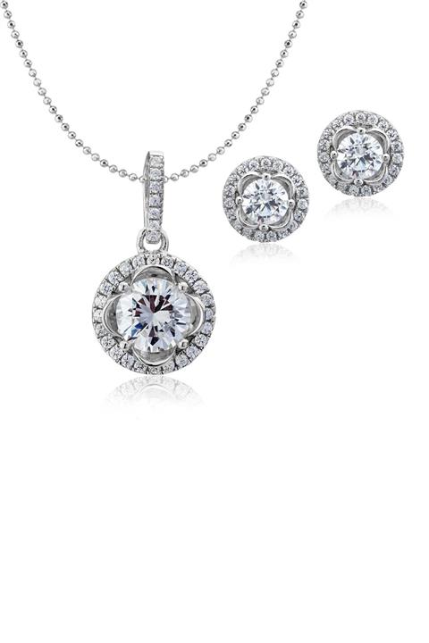 Carat Laboratories Kadın 2,69 Carat Kolye Küpe Set CS20359