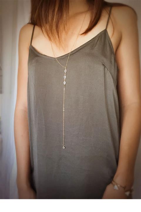 Papatya Silver 925 Ayar Zirkon Taşlı Gümüş Uzun Kolye