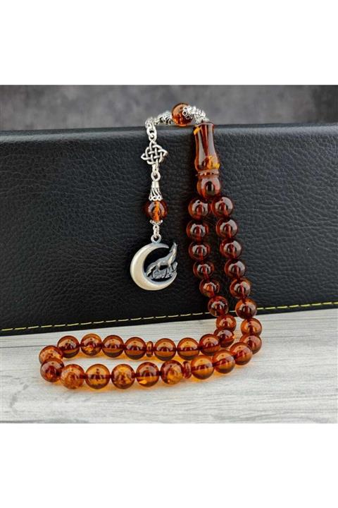 İnan Tesbih Gümüş Püsküllü Orjinal Damla Kehribar Tesbih