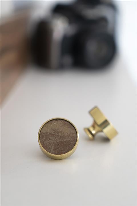 mobilyatakısı Seramik Kulp 2'li Kararmaz Pirinç Ayak Ve Çerçeveli El Yapımı Çapı 30 Mm Mobilya Kulbu