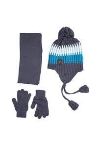 Kitti Erkek Çocuk 4-8 Yaş Üçlü Takım Atkı Bere Eldiven Set