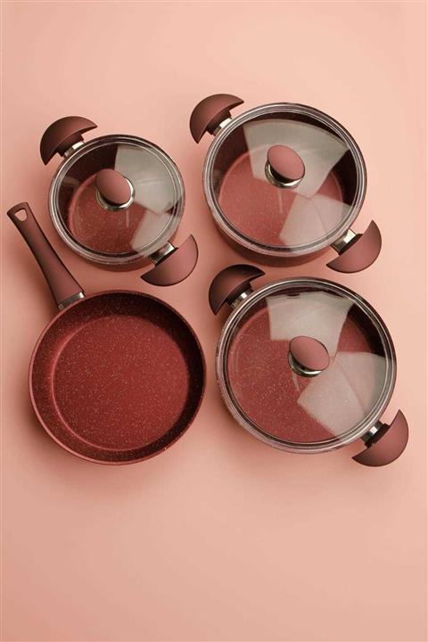 Porland Santino Vişne Granit Tencere Takım 7 Parça