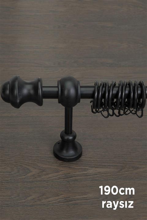 wenthi Siyah Ahşap Rustik Perde Askısı Venti 190 Cm