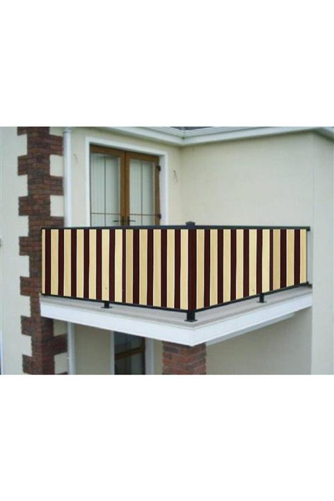 ceylan home Balkon Demiri Perdesi Bağcıklı Kahverengi Sarı 700x80